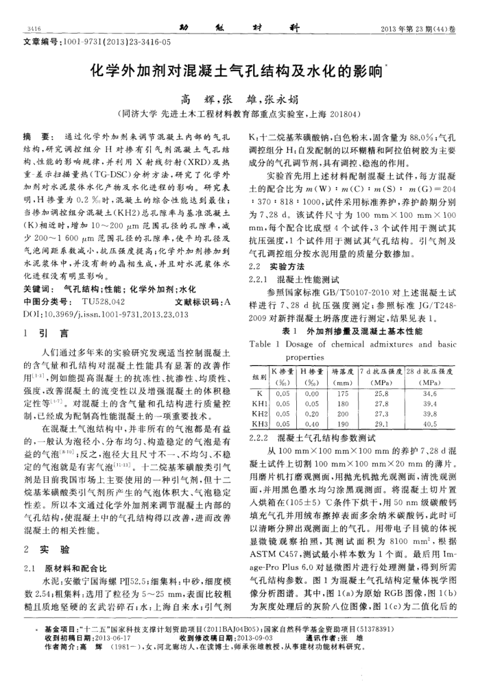 化学外加剂对混凝土气孔结构及水化的影响