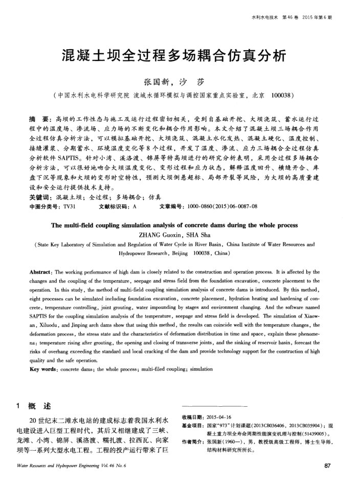 混凝土坝全过程多场耦合仿真分析