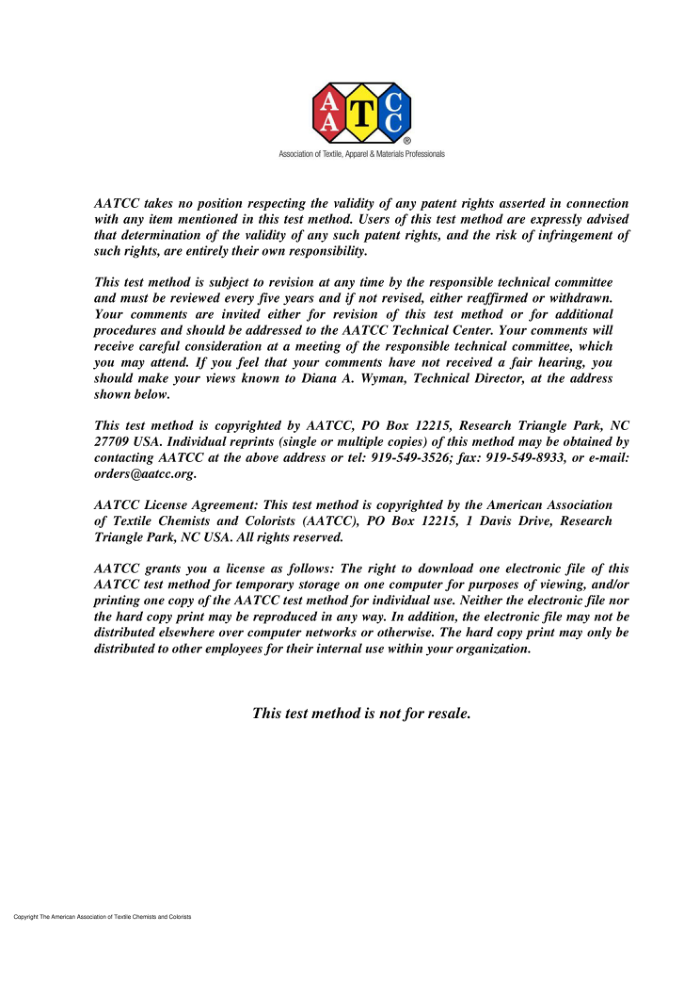 AATCC 187-2013(E2019) Test Method for Dimensional Changes of Fabrics_ Accelerated