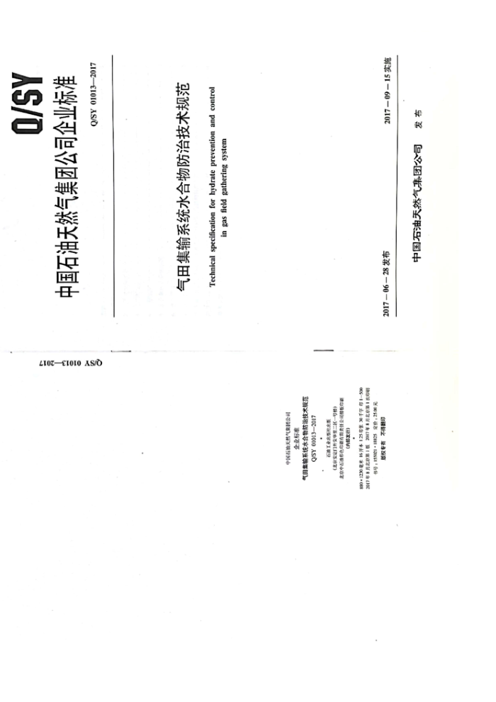 Q/SY 01013-2017 Ｏϵͳˮμ淶