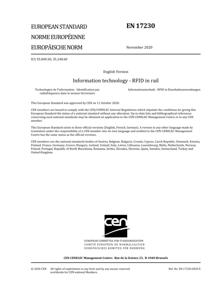 EN 17230-2020 Ϣ ·еRFID