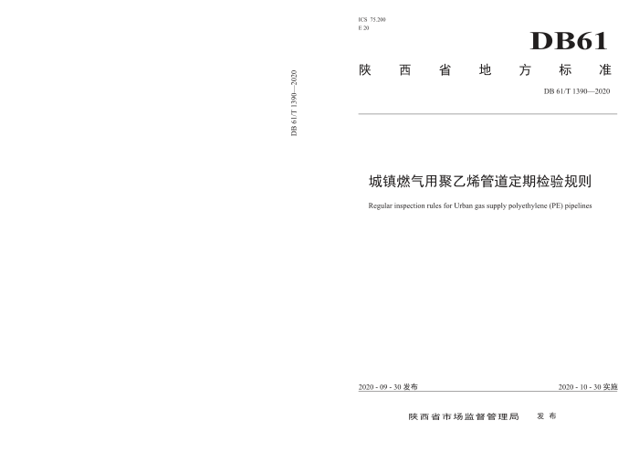 DB61/T 1390-2020 城镇燃气用聚乙烯管道定期检验规则