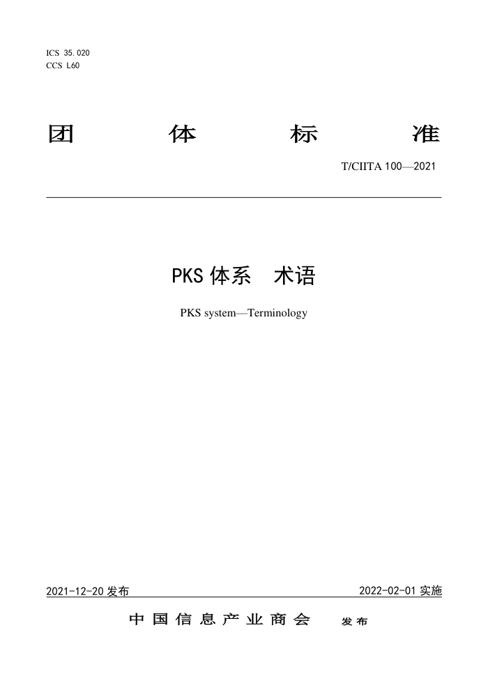 T/CIITA 100-2021 PKSϵ 