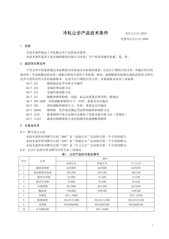 WJS(LZ)15-2010 热轧酸洗让步材