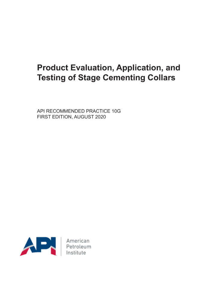 API RP 10G-2020