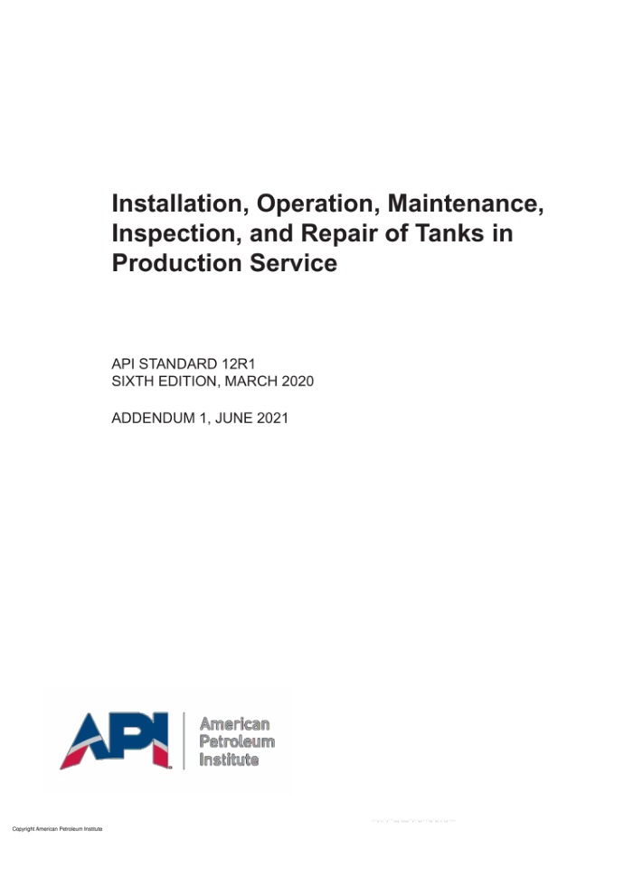 API STD 12R1-2021 д޵İװάά