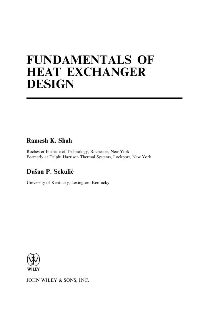 ƻ(Fundamentals of Heat Exchanger Design)
