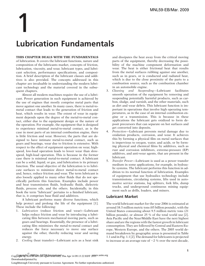 MNL 59-EB-2009 A Comprehensive Review of Lubricant Chemistry, Technology, Selection, and Design