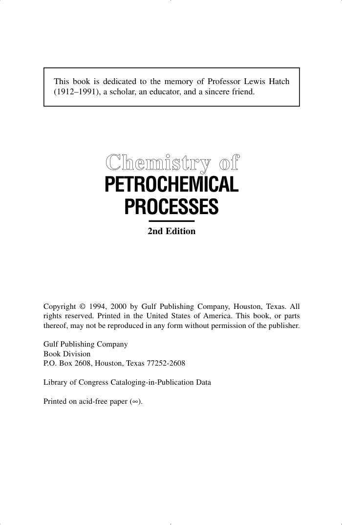 ʯͻ̻ѧ ڶ Chemistry of Petrochemical Processes