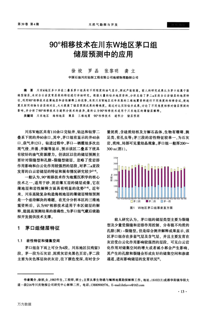 90°相移技术在川东W地区茅口组储层预测中的应用