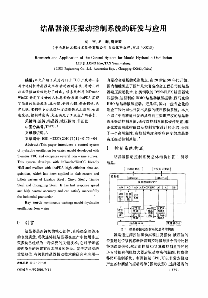 结晶器液压振动控制系统的研发与应用