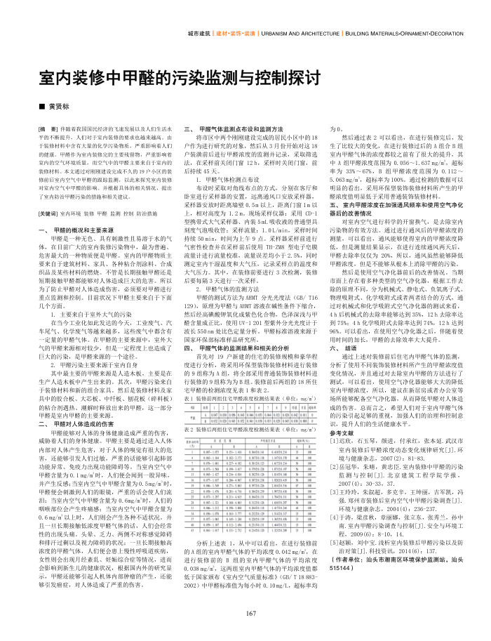 室内装修中甲醛的污染监测与控制探讨