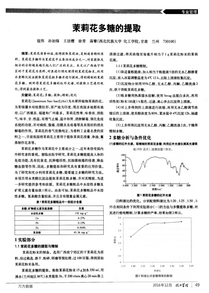 茉莉花多糖的提取