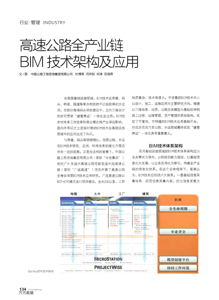 高速公路全产业链BIM技术架构及应用