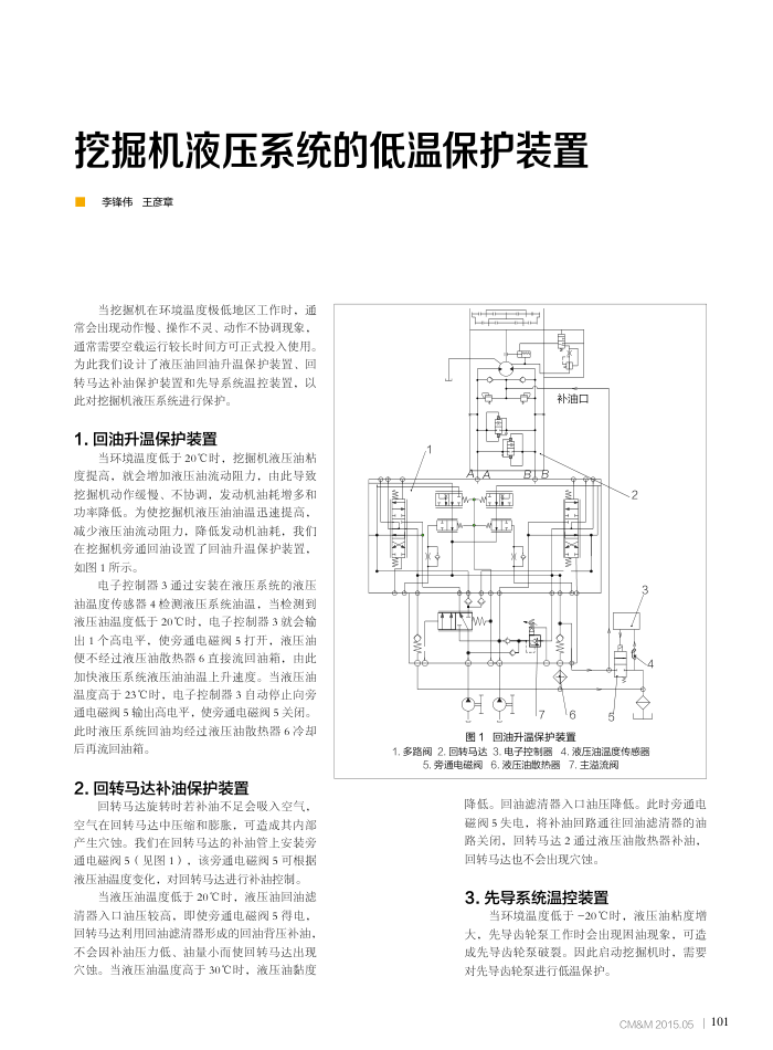 挖掘机液压系统的低温保护装置