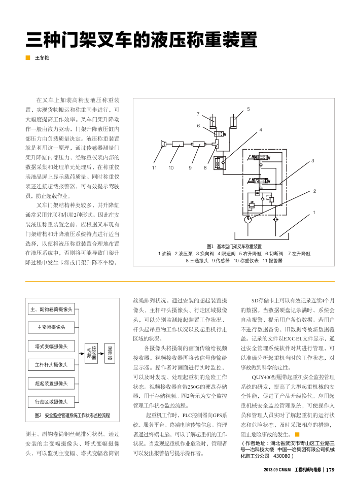 三种门架叉车的液压称重装置