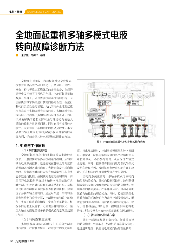全地面起重机多轴多模式电液转向故障诊断方法