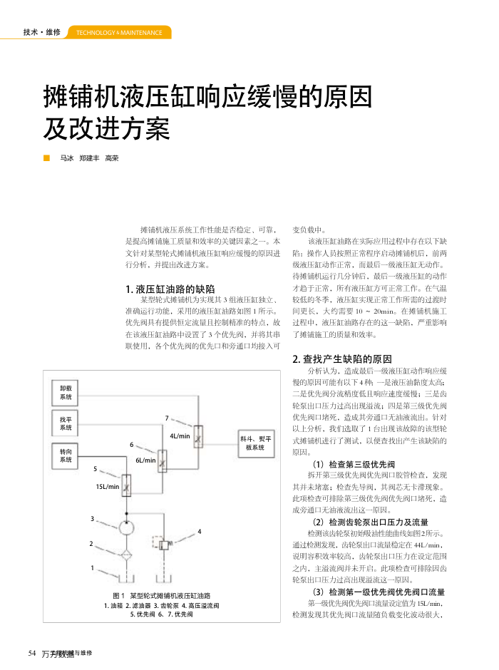摊铺机液压缸响应缓慢的原因及改进方案