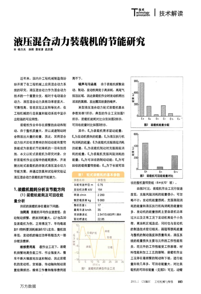 液压混合动力装载机的节能研究