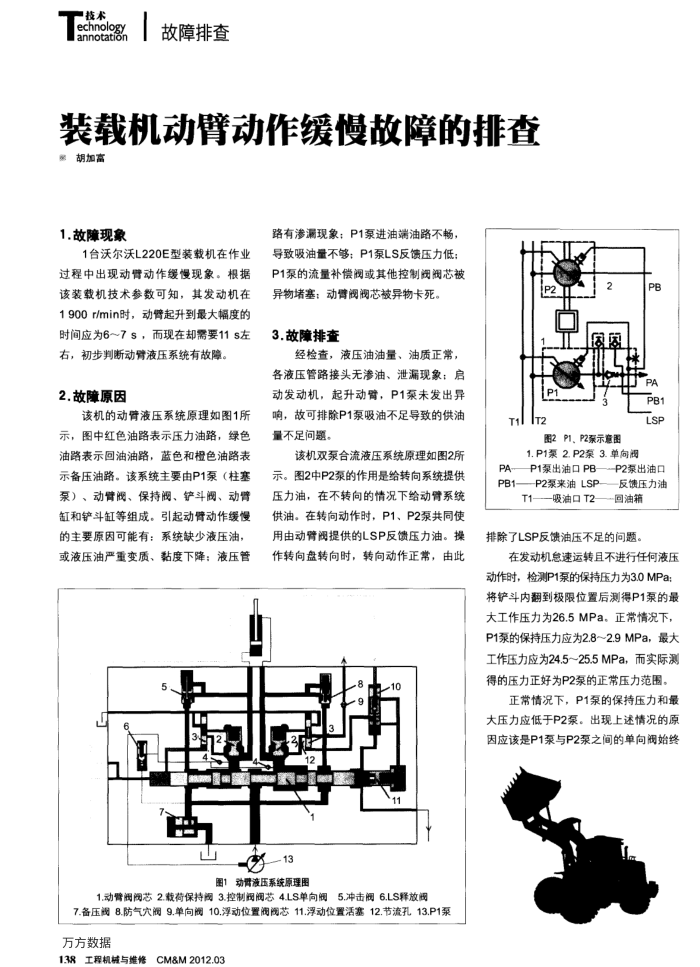 装载机动臂动作缓慢故障的排查