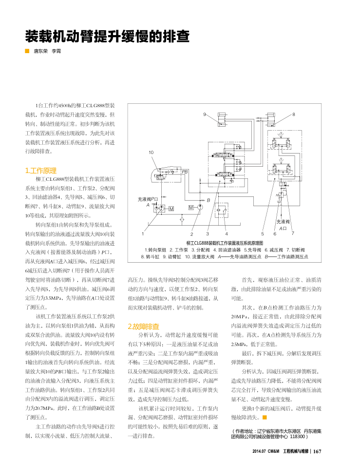 装载机动臂提升缓慢的排查