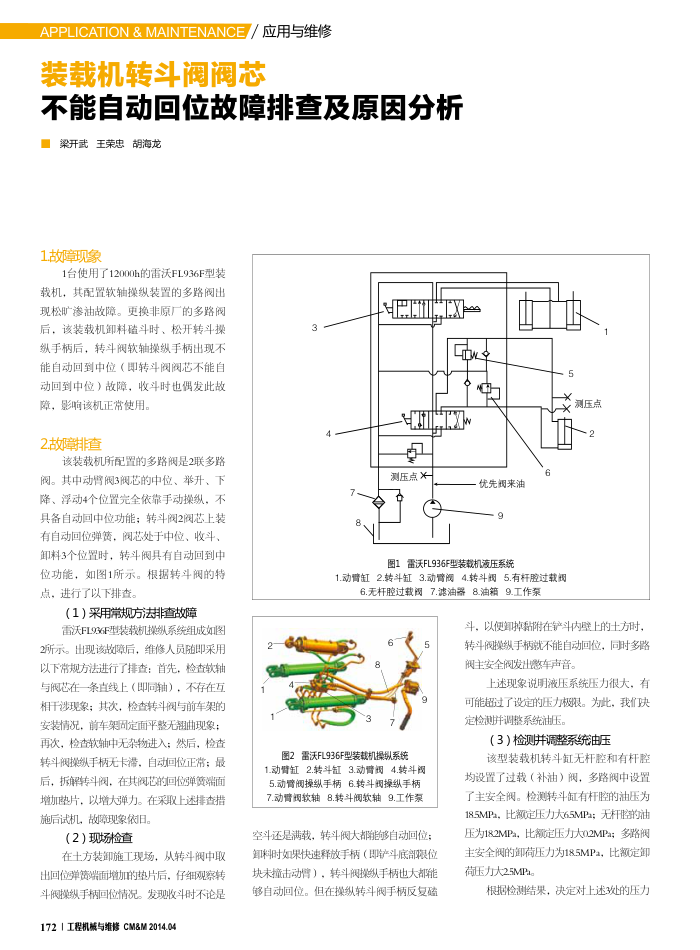 装载机转斗阀阀芯不能自动回位故障排查及原因分析
