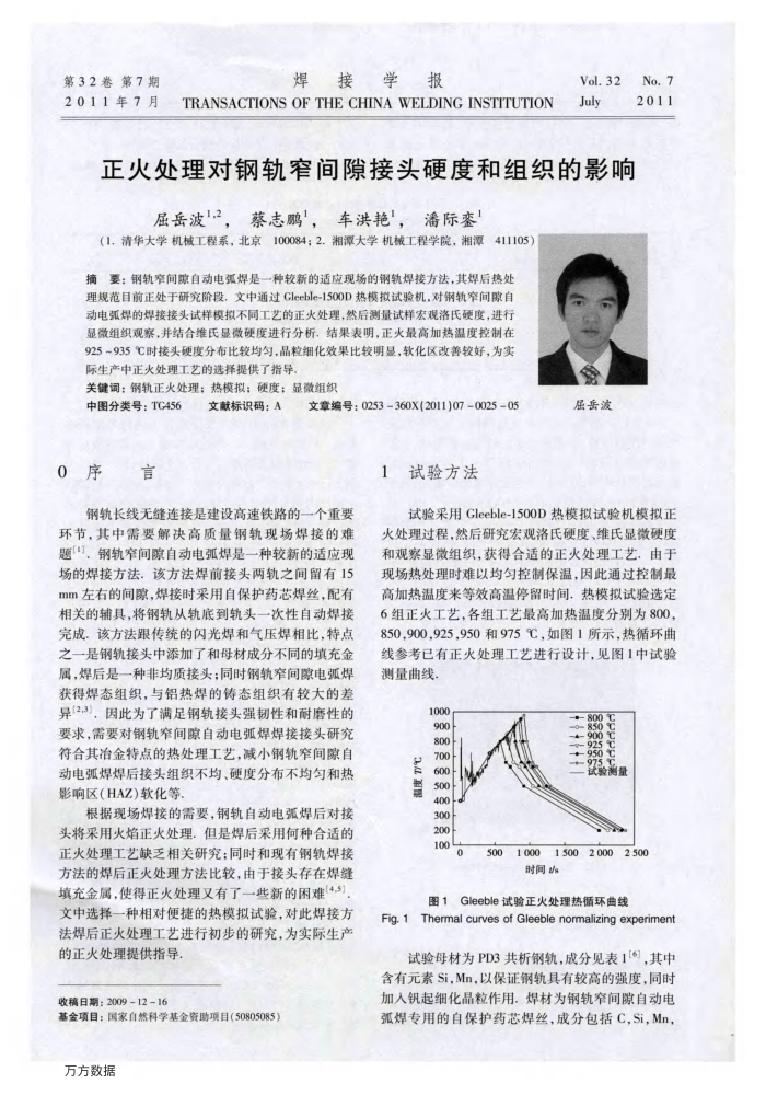 正火处理对钢轨窄间隙接头硬度和组织的影响