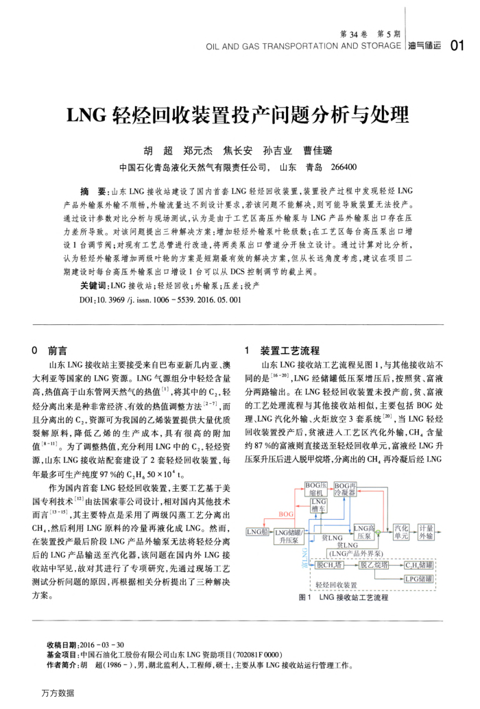 LNG轻烃回收装置投产问题分析与处理