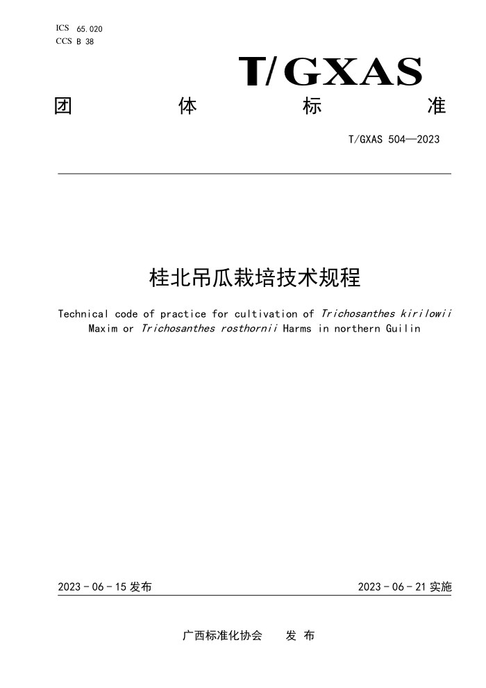 T/GXAS 504-2023 桂北吊瓜栽培技术规程
