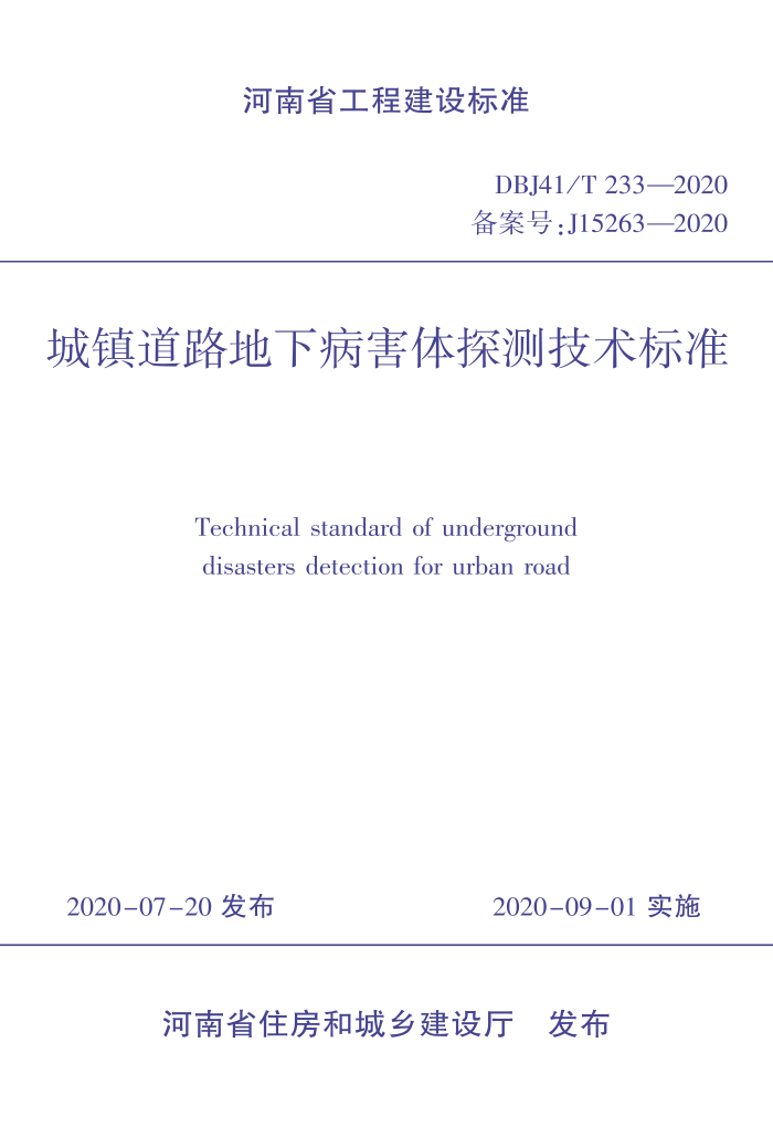 DBJ41/T 233-2020 ·²̽⼼׼ ʡ̽׼ס棩