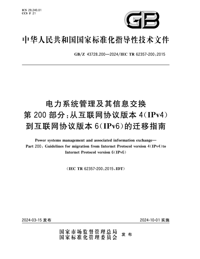 GB/Z 43728.200-2024 ϵͳϢ 200֣ӻЭ汾4 IPv4 Э汾6 IPv6 Ǩָ