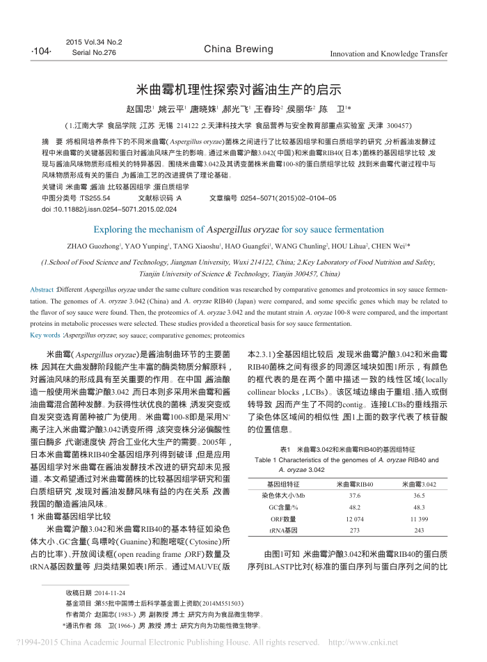 米曲霉机理性探索对酱油生产的启示