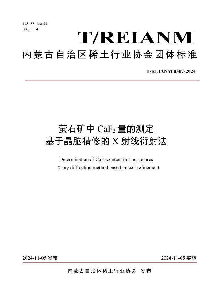T/REIANM 0307-2024 өʯCaF2Ĳⶨھ޵X ䷨