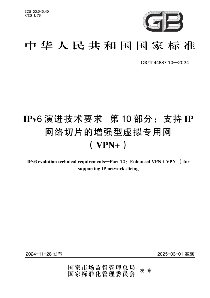 GB/T 44887.10-2024 IPv6ݽҪ 10֣֧IPƬǿרVPN+