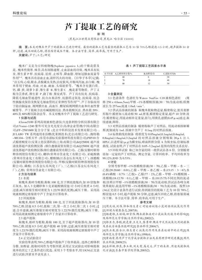 芦丁提取工艺的研究