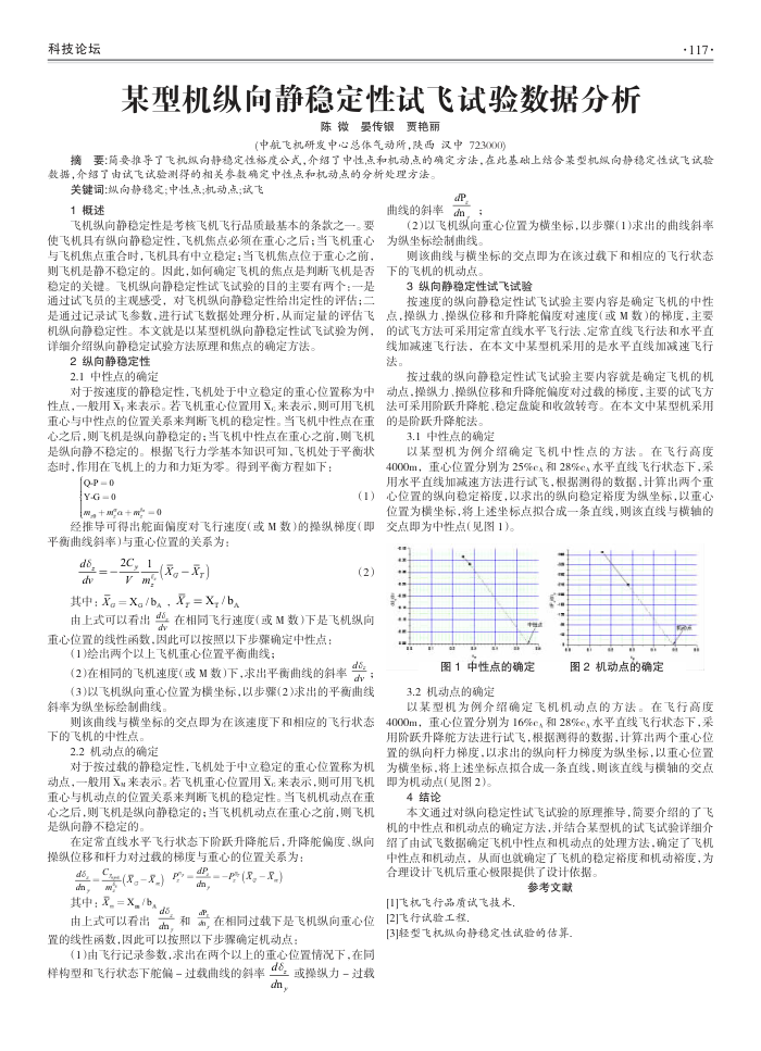 某型机纵向静稳定性试飞试验数据分析