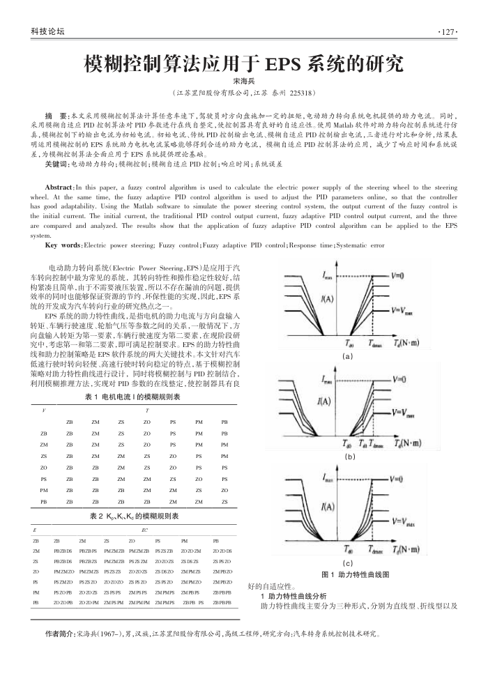 模糊控制算法应用于EPS系统的研究