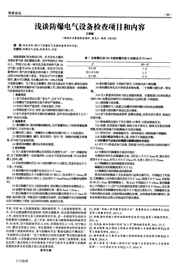 浅谈防爆电气设备检查项目和内容