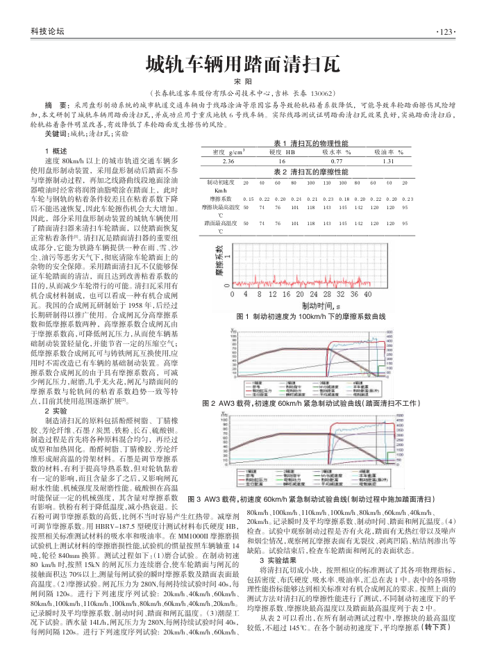 城轨车辆用踏面清扫瓦