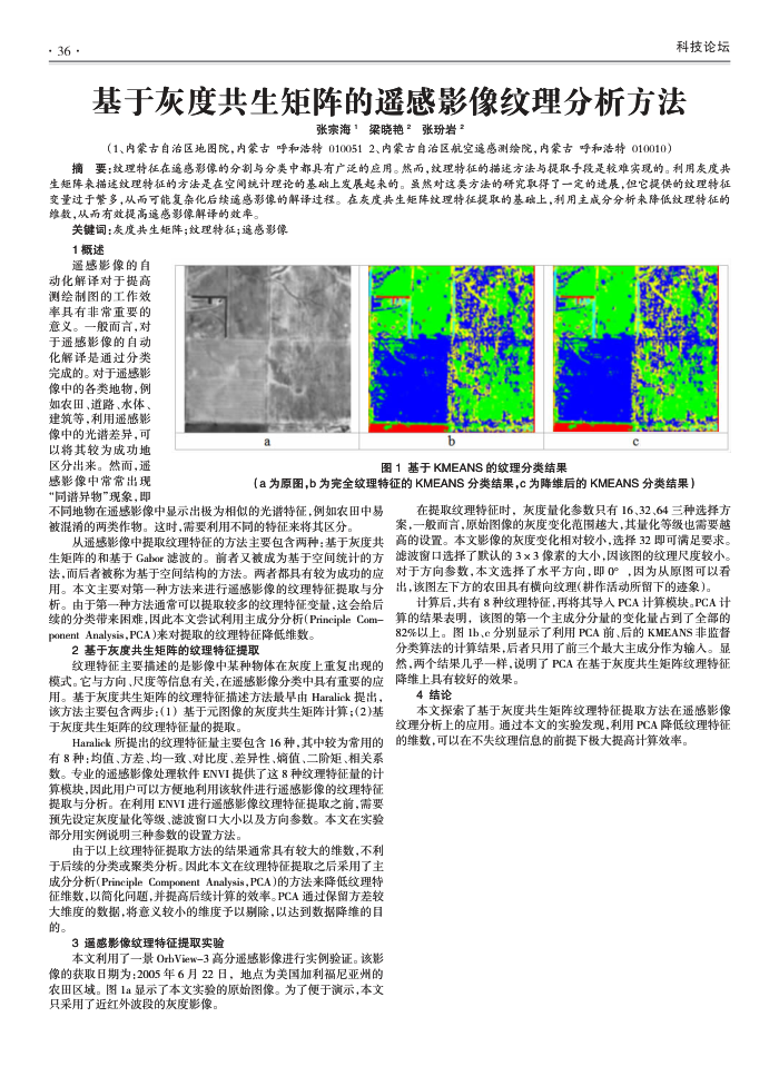 基于灰度共生矩阵的遥感影像纹理分析方法