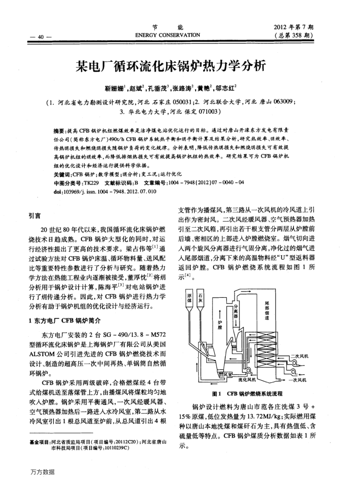 某电厂循环流化床锅炉热力学分析