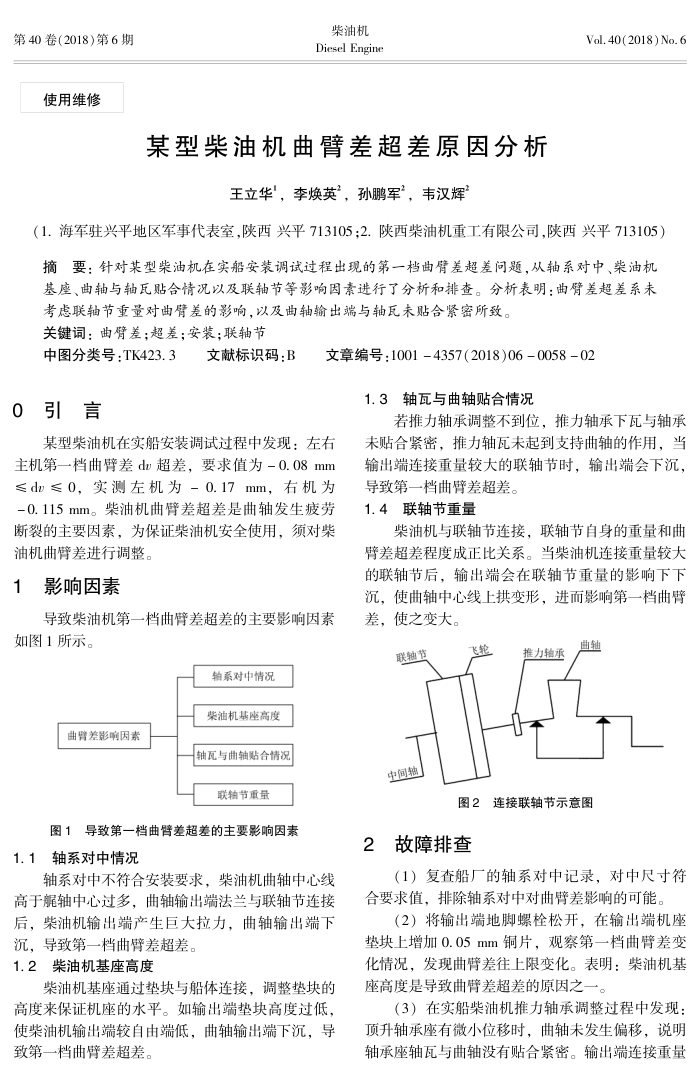 某型柴油机曲臂差超差原因分析