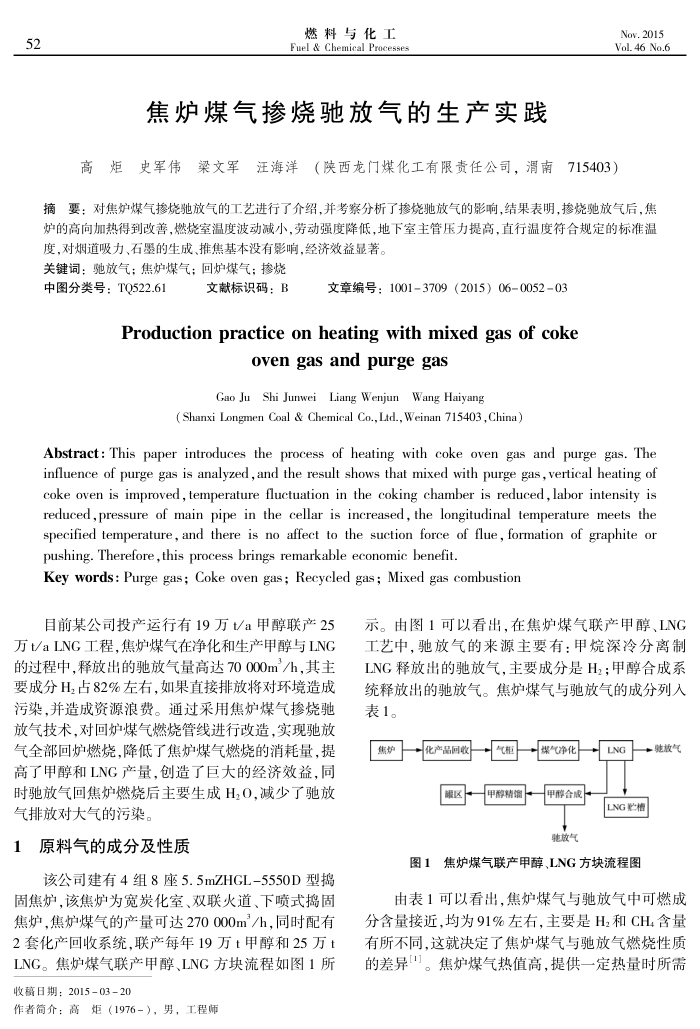 焦炉煤气掺烧驰放气的生产实践