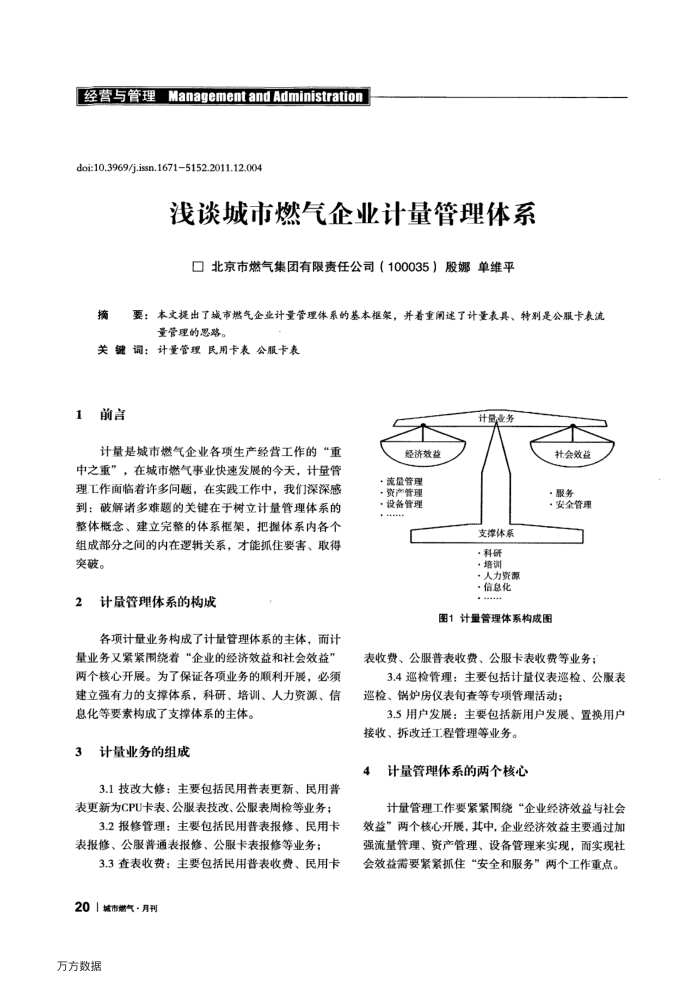 浅谈城市燃气企业计量管理体系