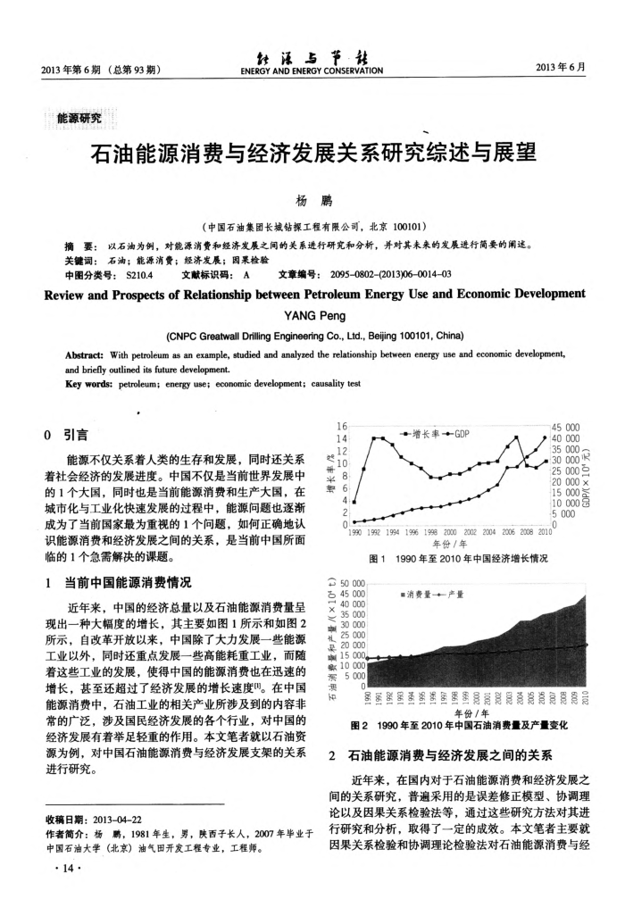 石油能源消费与经济发展关系研究综述与展望