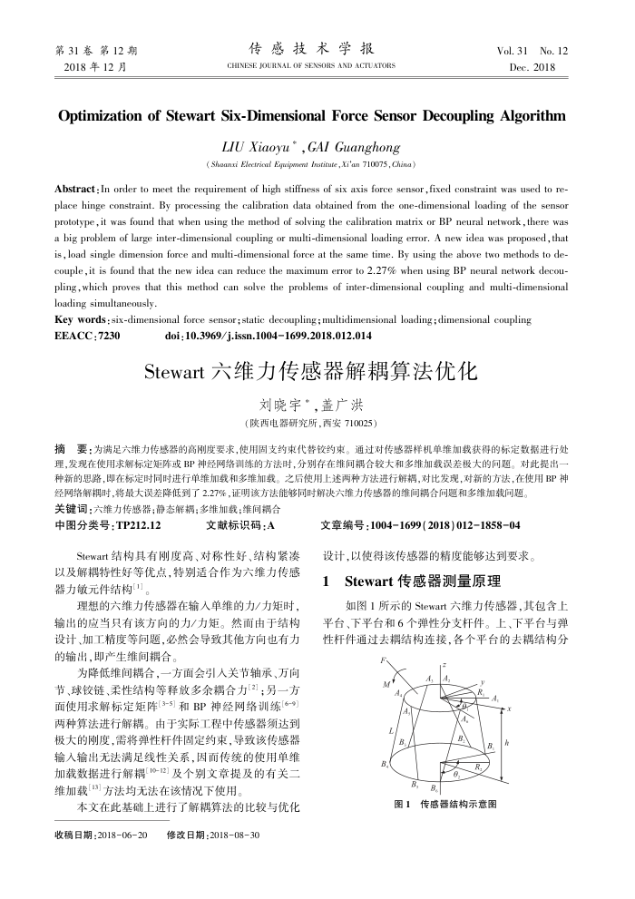 Stewart六维力传感器解耦算法优化