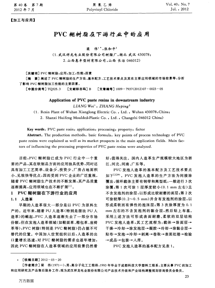PVC糊树脂在下游行业中的应用