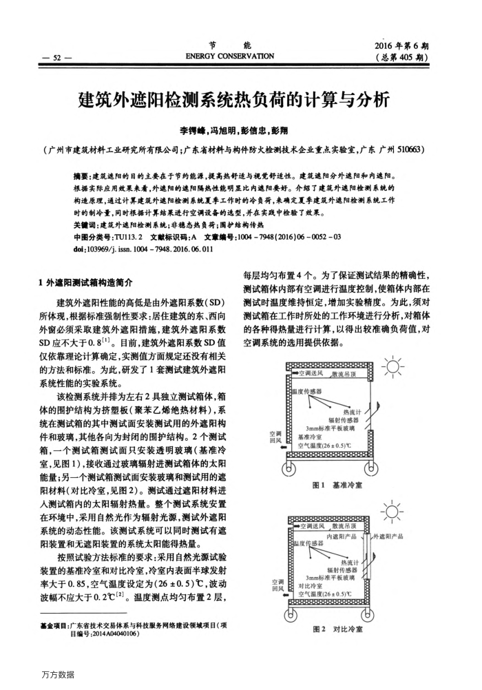 建筑外遮阳检测系统热负荷的计算与分析
