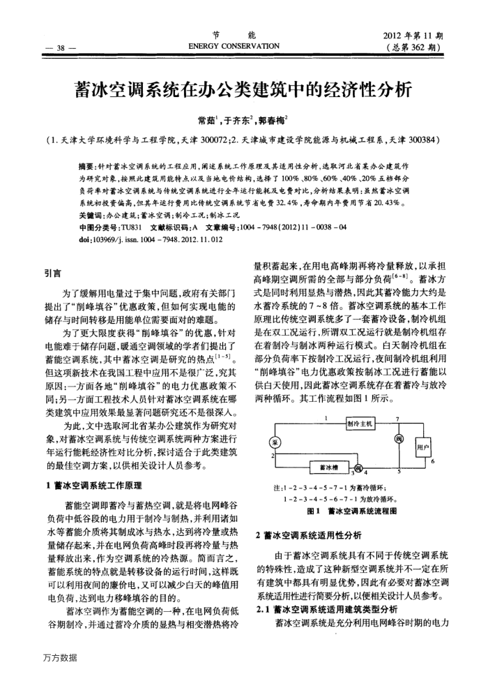 蓄冰空调系统在办公类建筑中的经济性分析