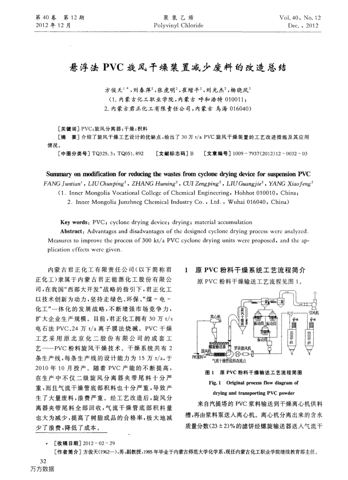 悬浮法PVC旋风干燥装置减少废料的改造总结